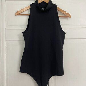 (NWT) Express Body Contour Black Thong Mock Neck Bodysuit